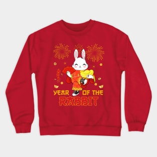 2023 Dabbing Rabbit Chinese New Year Fireworks New Year Eve Crewneck Sweatshirt